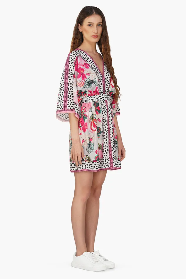 America and Beyond Flamingo Paradise Short Kaftan Dress Women Coverups