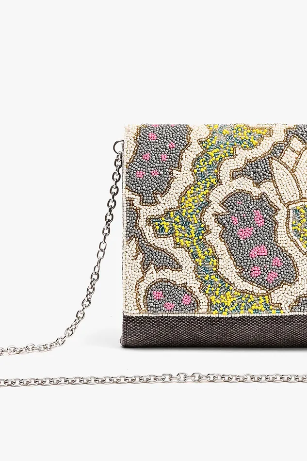 America and Beyond Persian Beaded Flap Clutch Women Clutches America and Beyond Persian Beaded Flap Clutch Women Clutches