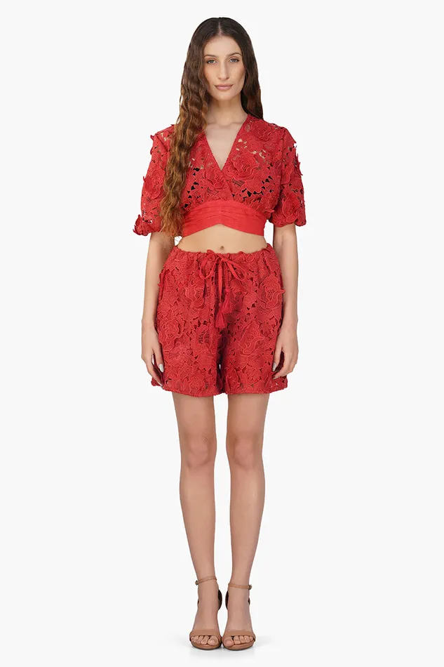 America and Beyond Rose Charm Lace Top Women Tops