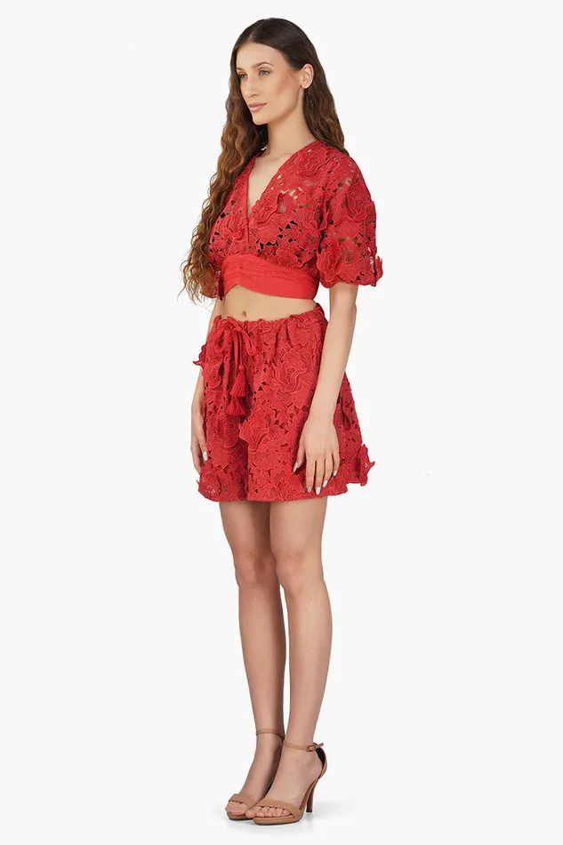America and Beyond Rose Charm Lace Top Women Tops