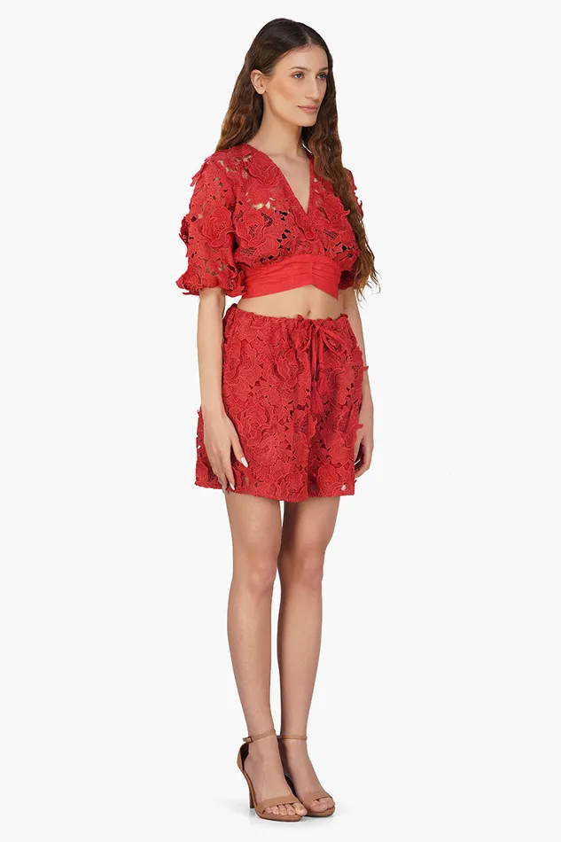 America and Beyond Rose Charm Lace Top Women Tops