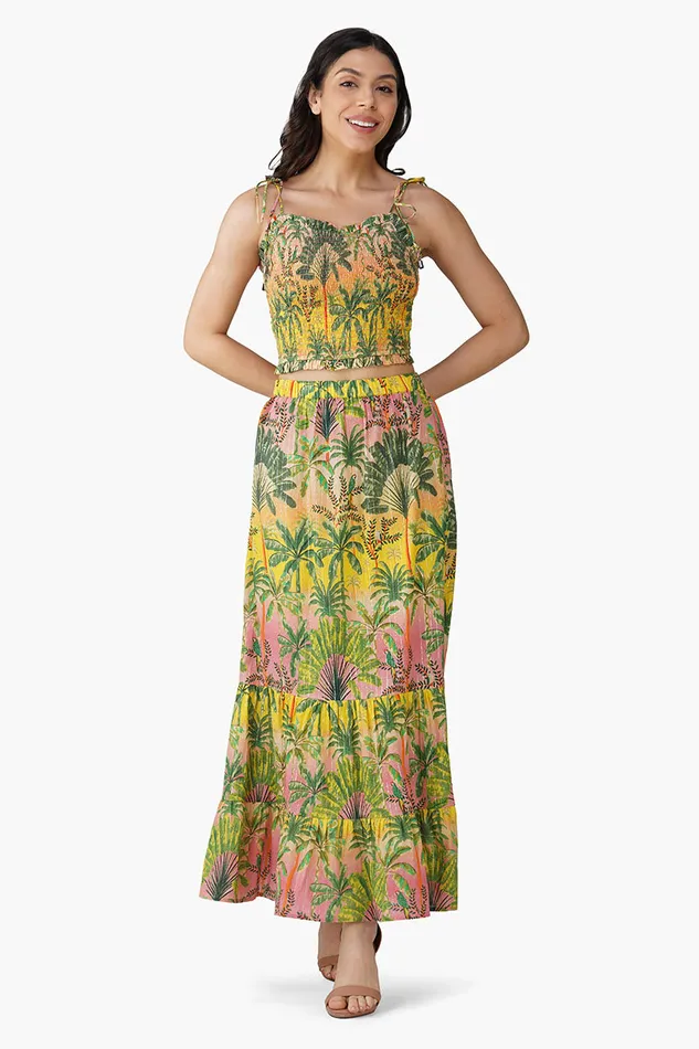 America and Beyond Tops Women Endless Summer Printed Shirring Top