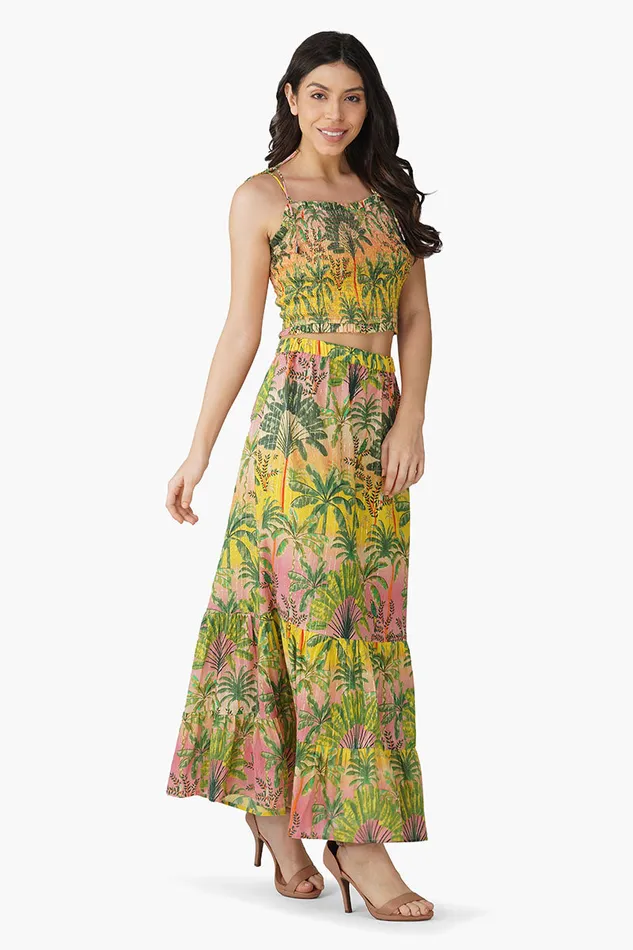 America and Beyond Tops Women Endless Summer Printed Shirring Top