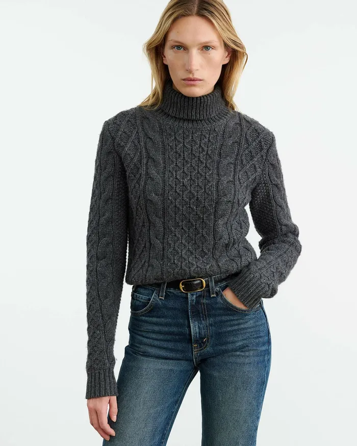 ANDRINA SWEATER Dark Grey Melange Women Nili Lotan Knits and Sweaters