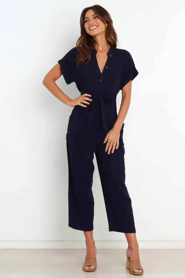 Archie Jumpsuit Navy Jumpsuits and Rompers Petal and Pup Women