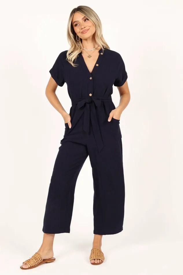 Archie Jumpsuit Navy Jumpsuits and Rompers Petal and Pup Women