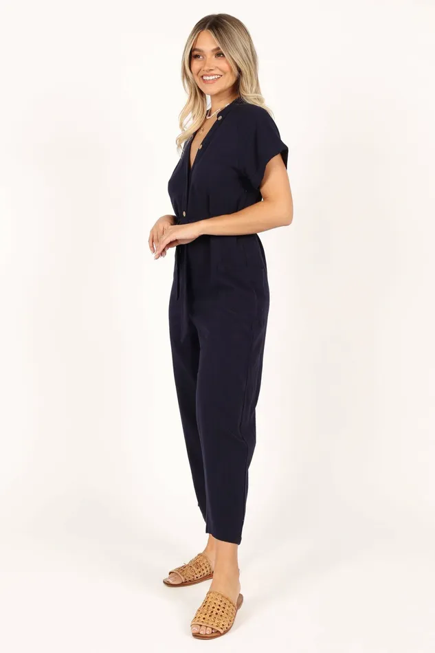 Archie Jumpsuit Navy Jumpsuits and Rompers Petal and Pup Women