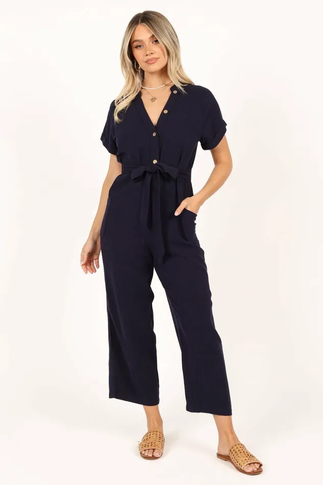 Archie Jumpsuit Navy Jumpsuits and Rompers Petal and Pup Women