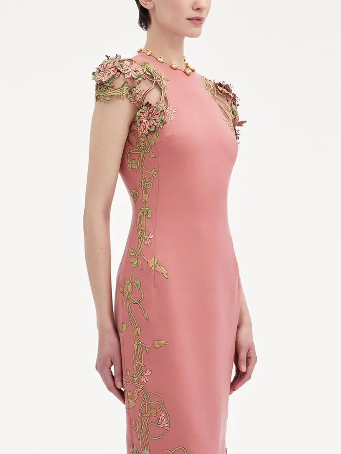 Art Nouveau Pencil Dress Rouge Women Oscar De La Renta Dresses Art Nouveau Pencil Dress Rouge Women Oscar De La Renta Dresses