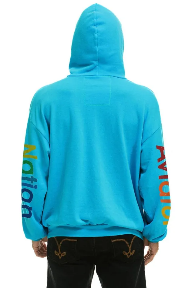 Aspen Relaxed Pullover Hoodie 8211 Neon Blue WomenMen Aviator Nation Hoodies