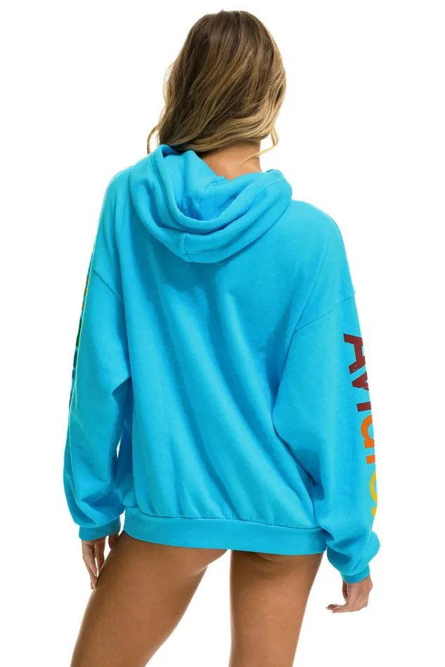 Aspen Relaxed Pullover Hoodie 8211 Neon Blue WomenMen Aviator Nation Hoodies