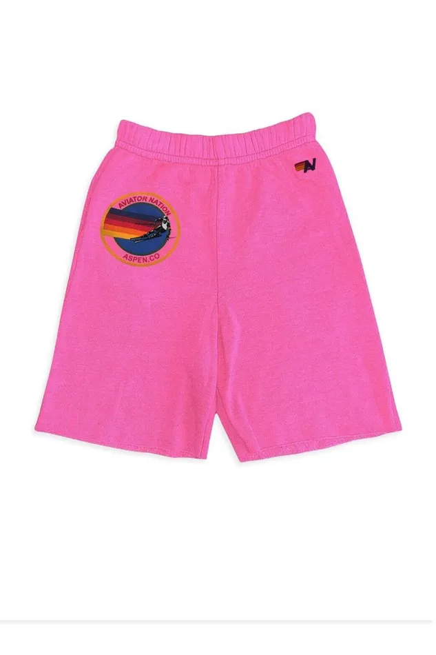 Aspen Sweatshorts 8211 Neon Pink Kids Aviator Nation Shorts