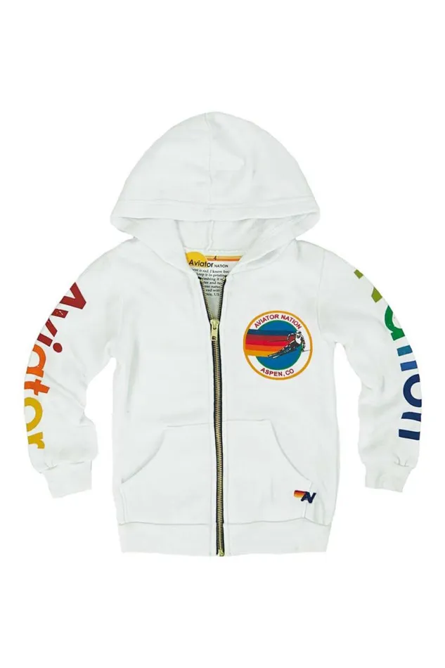 Aspen Zip Hoodie 8211 White Kids Aviator Nation Hoodies