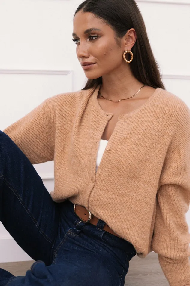 Astor Classic Button Up Cardigan Caramel Sweaters Petal and Pup Women