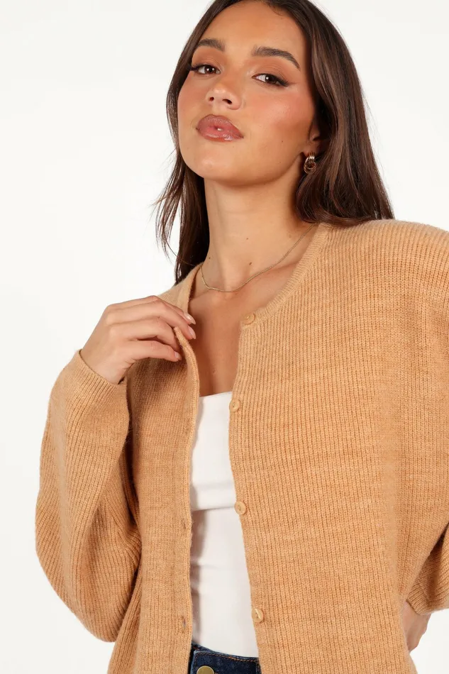 Astor Classic Button Up Cardigan Caramel Sweaters Petal and Pup Women