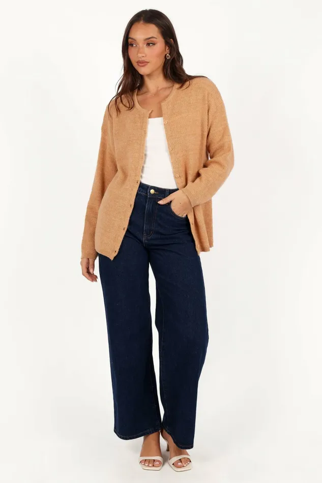 Astor Classic Button Up Cardigan Caramel Sweaters Petal and Pup Women