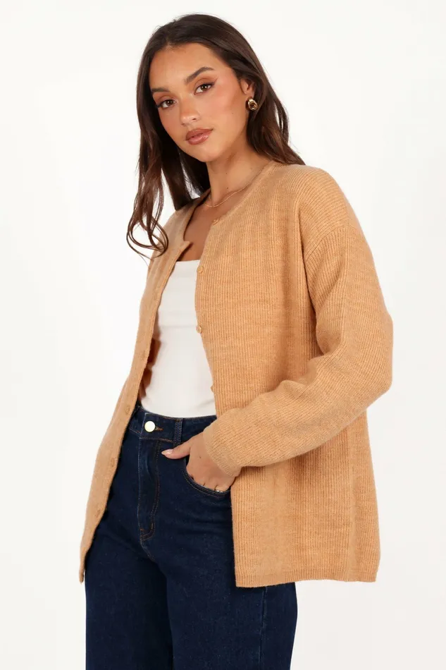 Astor Classic Button Up Cardigan Caramel Sweaters Petal and Pup Women