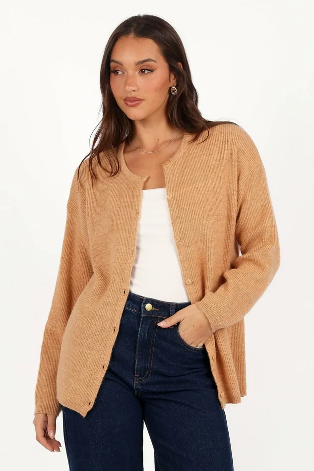 Astor Classic Button Up Cardigan Caramel Sweaters Petal and Pup Women