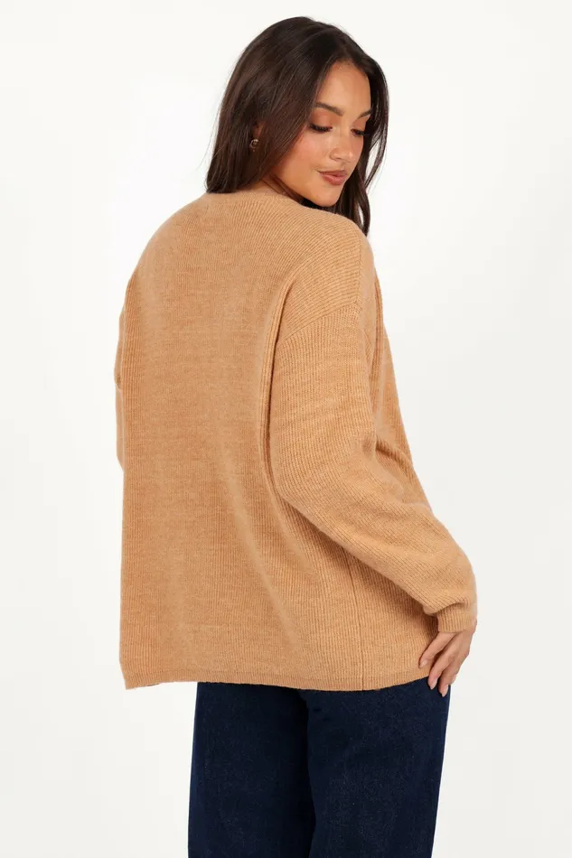 Astor Classic Button Up Cardigan Caramel Sweaters Petal and Pup Women