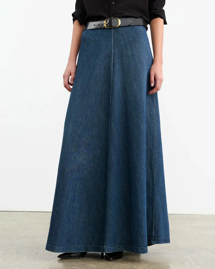 ASTRID DENIM SKIRT Classic Wash Women Nili Lotan Dresses and Skirts