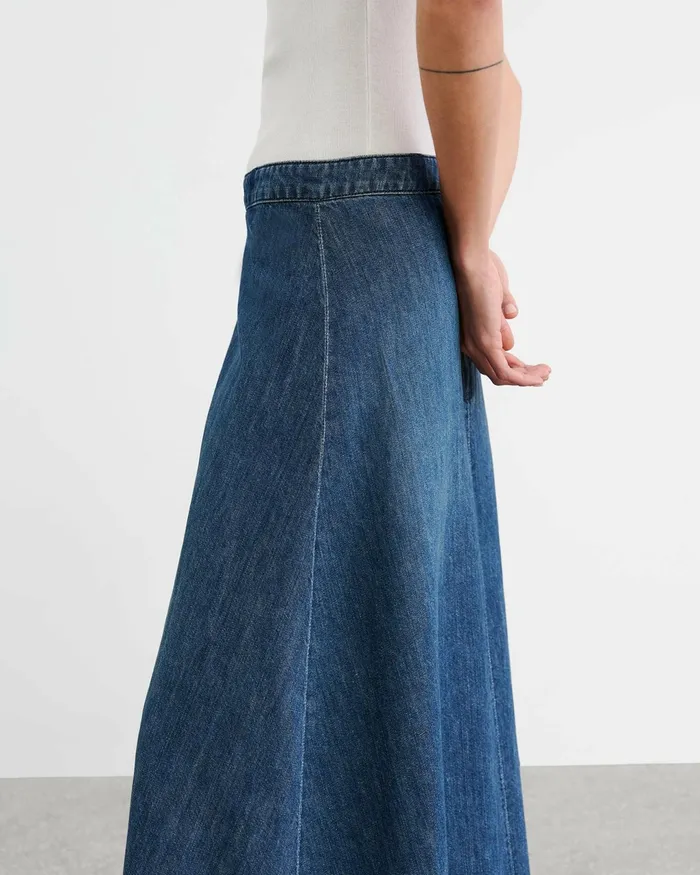 ASTRID DENIM SKIRT Classic Wash Women Nili Lotan Dresses and Skirts