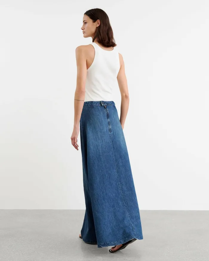 ASTRID DENIM SKIRT Classic Wash Women Nili Lotan Dresses and Skirts