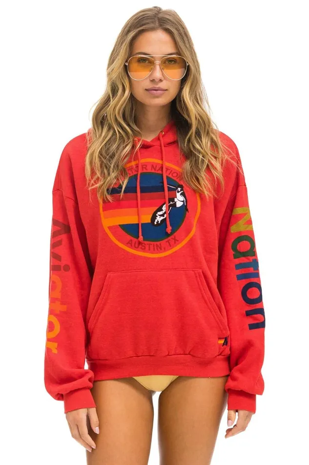 Austin Relaxed Pullover Hoodie 8211 Red WomenMen Aviator Nation Hoodies