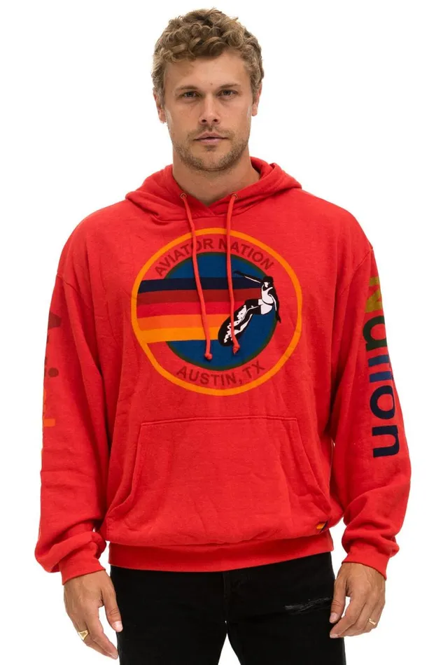 Austin Relaxed Pullover Hoodie 8211 Red WomenMen Aviator Nation Hoodies