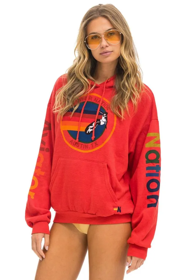 Austin Relaxed Pullover Hoodie 8211 Red WomenMen Aviator Nation Hoodies