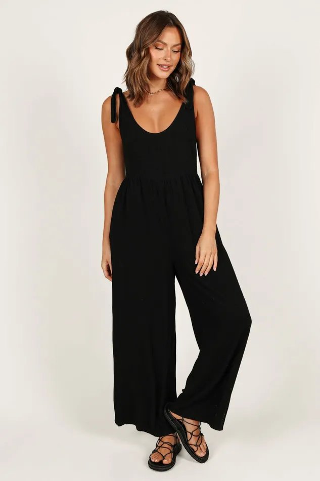 Ayla Linen Jumpsuit Black Women Jumpsuits and Rompers Petal and Pup