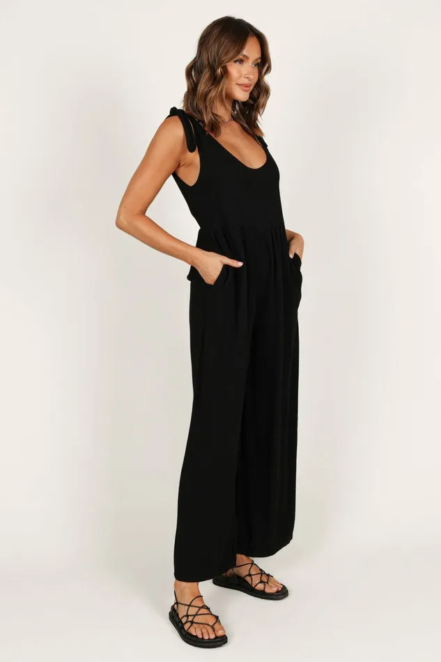 Ayla Linen Jumpsuit Black Women Jumpsuits and Rompers Petal and Pup