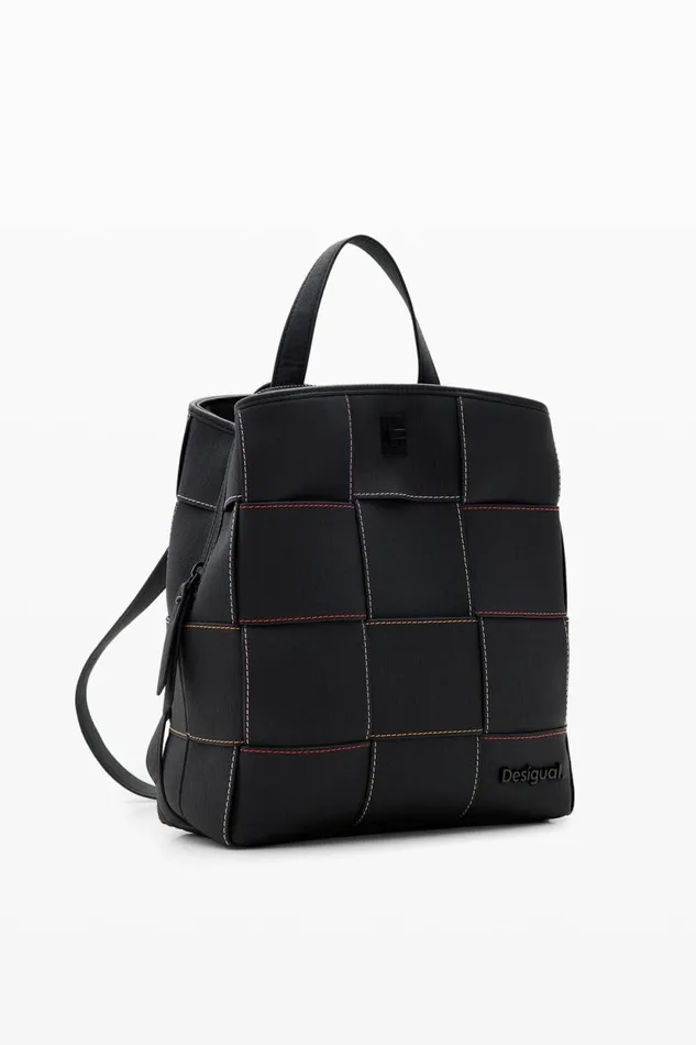Backpacks Women Desigual Braided S Backpack With Topstitching Black