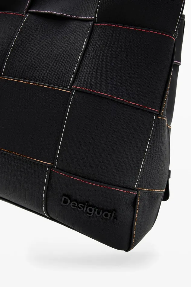 Backpacks Women Desigual Braided S Backpack With Topstitching Black