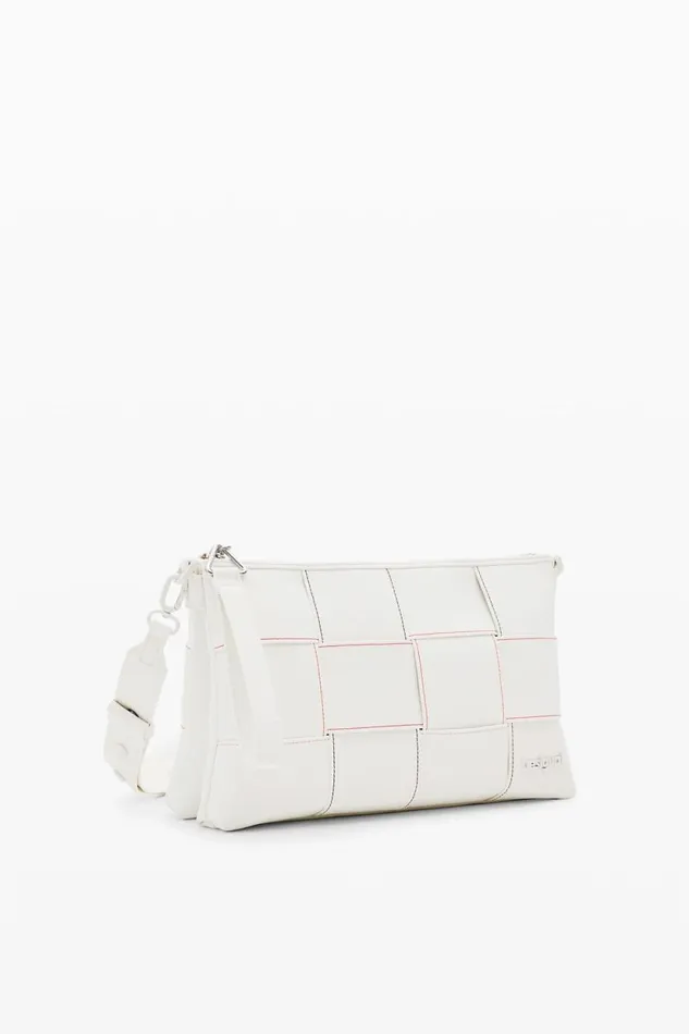 Bags Women Desigual Braided Crossbody Bag M With Topstitching White