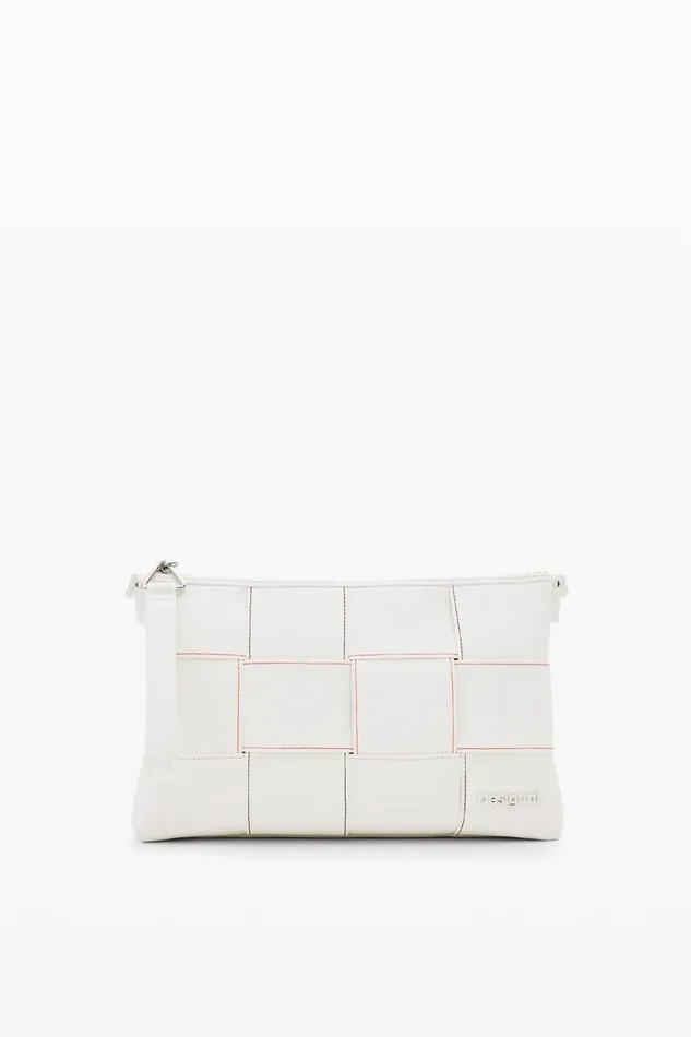Bags Women Desigual Braided Crossbody Bag M With Topstitching White