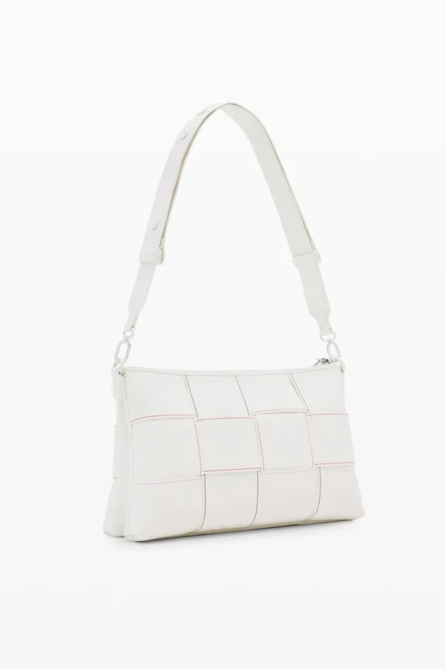 Bags Women Desigual Braided Crossbody Bag M With Topstitching White