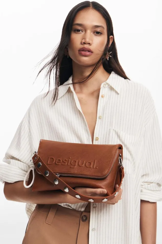 Bags Women Desigual Faux Leather Crossbody Bag Brown