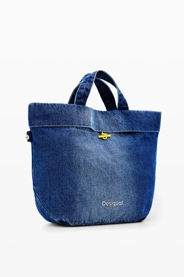 Bags Women Desigual Reversible Denim Shopper Bag L Blue