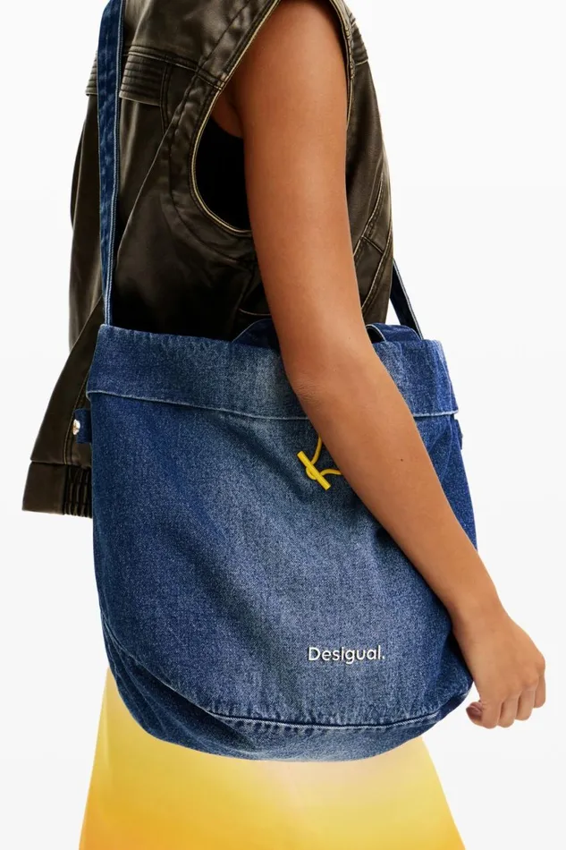 Bags Women Desigual Reversible Denim Shopper Bag L Blue