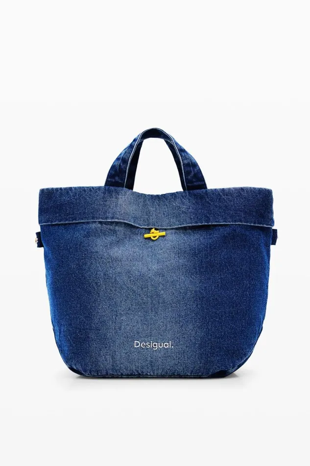 Bags Women Desigual Reversible Denim Shopper Bag L Blue