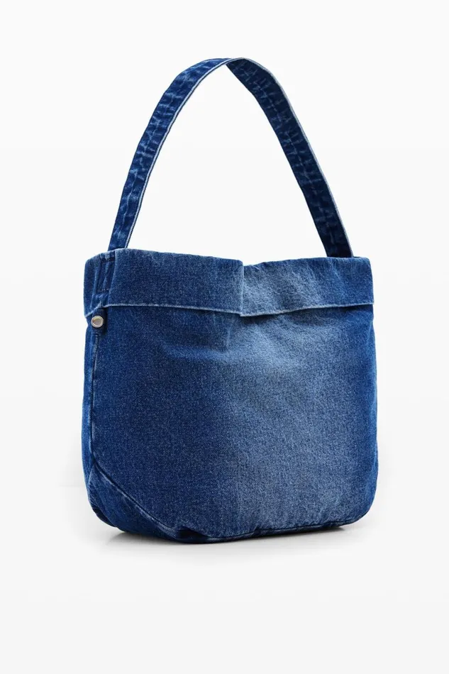 Bags Women Desigual Reversible Denim Shopper Bag L Blue