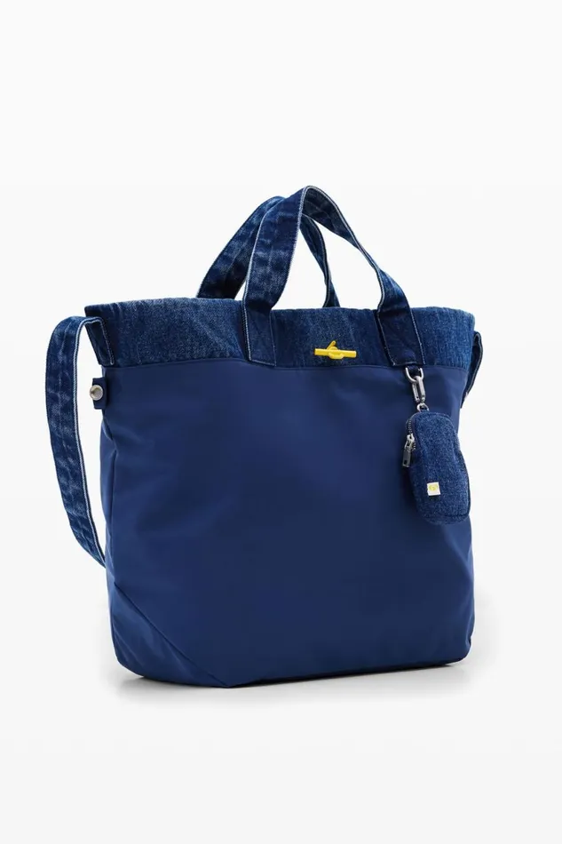 Bags Women Desigual Reversible Denim Shopper Bag L Blue