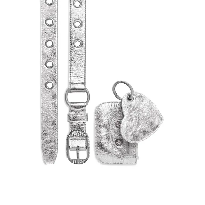 Balenciaga Belts Women Women039s Le Cagole Charms Belt Metallized With Rhinestones In Silver Silver