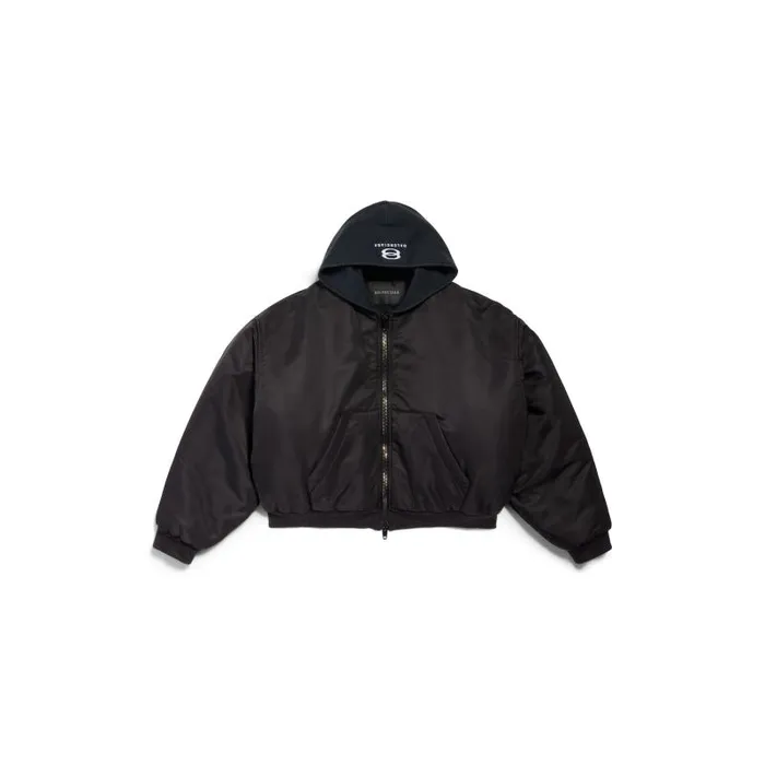 Balenciaga Coats and Jackets WomenMen Hooded Bomber In Black Black