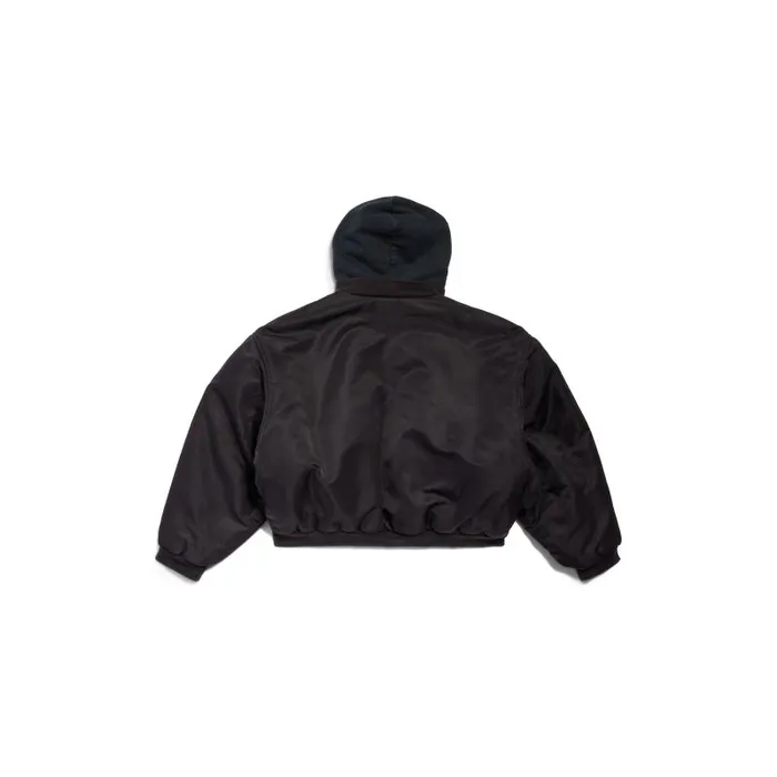 Balenciaga Coats and Jackets WomenMen Hooded Bomber In Black Black Balenciaga Coats and Jackets WomenMen Hooded Bomber In Black Black