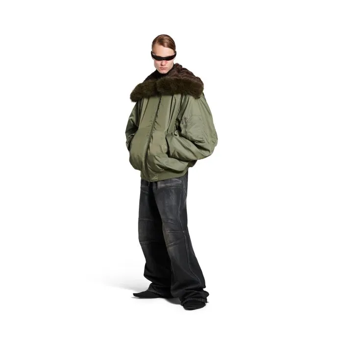 Balenciaga Coats and Jackets Women Women039s Hooded Bomber Jacket In Khaki Khaki