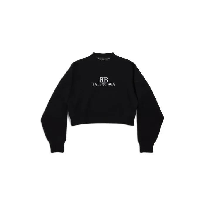 Balenciaga Knitwear Women Women039s Cropped Crewneck In Blackwhite Blackwhite Balenciaga Knitwear Women Women039s Cropped Crewneck In Blackwhite Blackwhite