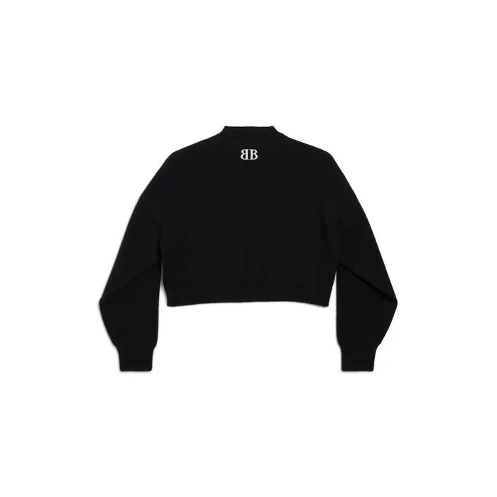 Balenciaga Knitwear Women Women039s Cropped Crewneck In Blackwhite Blackwhite Balenciaga Knitwear Women Women039s Cropped Crewneck In Blackwhite Blackwhite