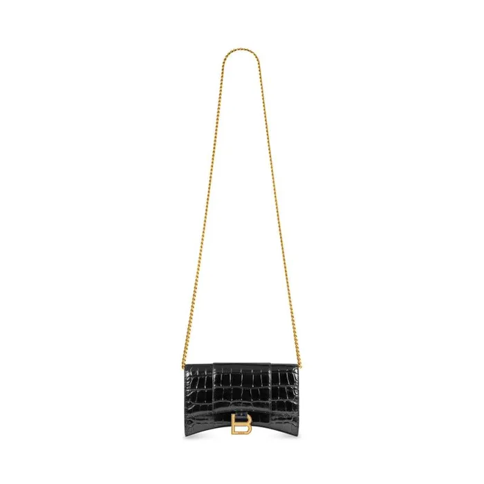 Balenciaga Mini Bags Women Women039s Hourglass Wallet On Chain Crocodile Embossed In Black Black Balenciaga Mini Bags Women Women039s Hourglass Wallet On Chain Crocodile Embossed In Black Black