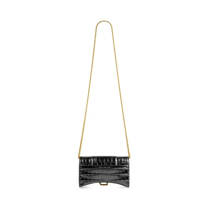 Balenciaga Mini Bags Women Women039s Hourglass Wallet On Chain Crocodile Embossed In Black Black Balenciaga Mini Bags Women Women039s Hourglass Wallet On Chain Crocodile Embossed In Black Black